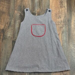 Strasburg Monochrome Houndstooth reversible Dress w/Red Accent and Pumpkin sz 2y